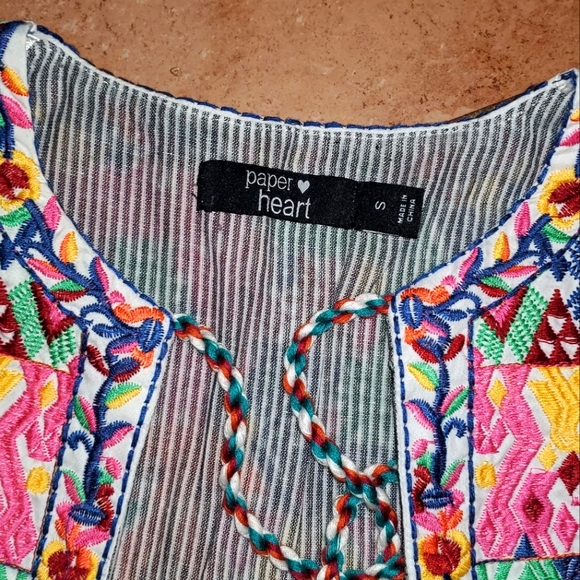 paper heart Jackets & Coats Boho Embroidered Colorful Jacket Top